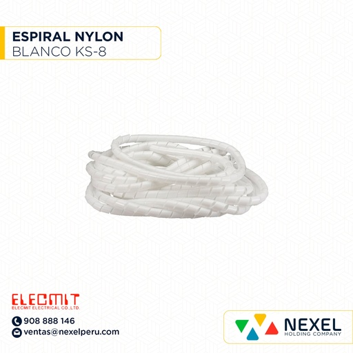 [F901371] ESPIRAL NYLON KS-8 BLANCO ELECMIT -B