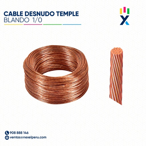 [A82928-3-O] OUT- CABLE DESNUDO TEMPLE BLANDO 1/0 NACIONAL