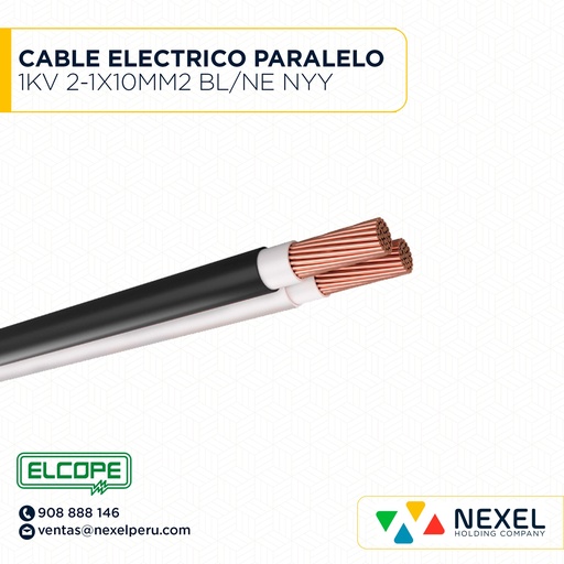 [A22122] CABLE ELECTRICO PARALELO 1KV 2-1X10MM2 BL/NE NYY ELCOPE