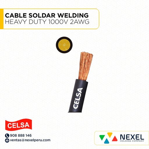 [A22117-1] CABLE SOLDAR WELDING HEAVY DUTY 1000V 2AWG CELSA